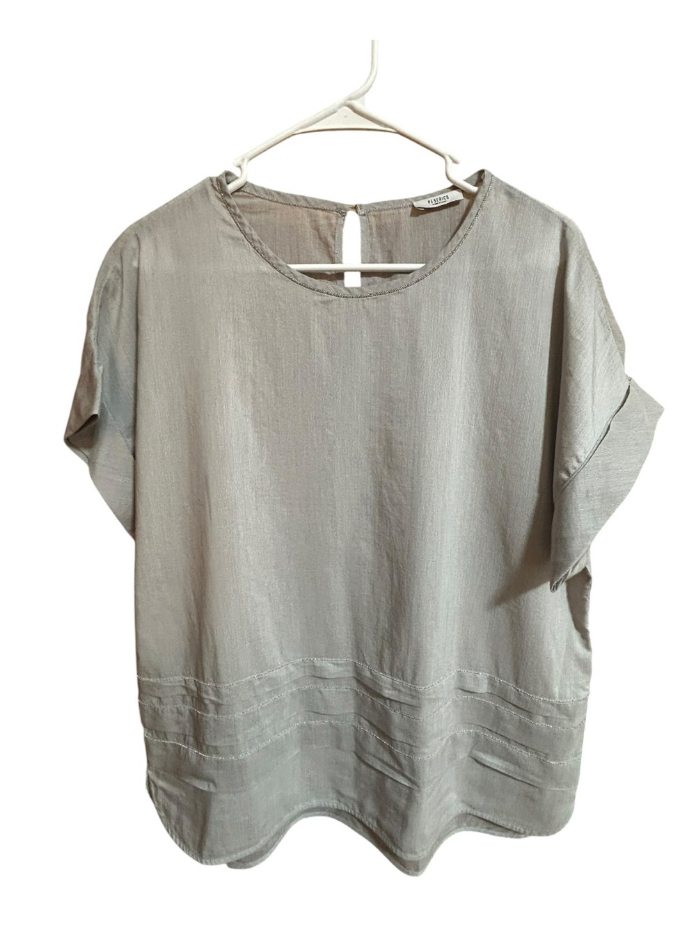 Peserico Pale Gray Relaxed Short Sleeve Blouse